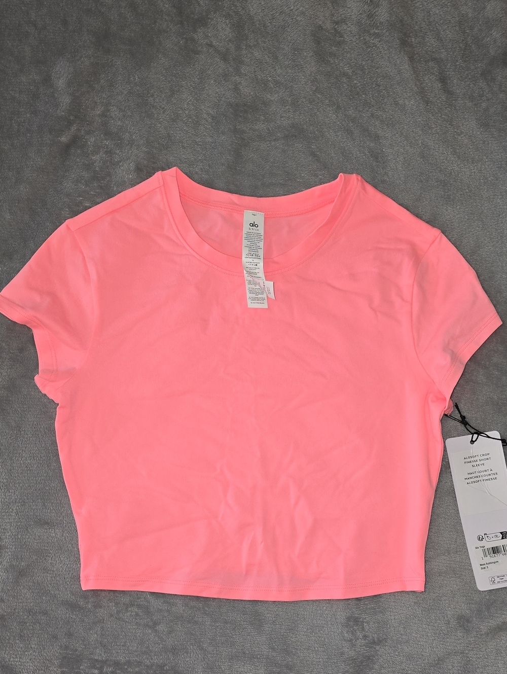 ALO Yoga Neon Coral Pink Crop Top